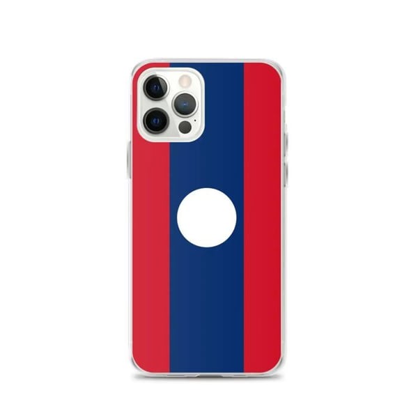 Mobilskal – Laosflagga – Kompatibel med iPhone 12 Pro – Mjukt fodral – Slitstarkt och stötresistent - Silikon - Pixelforma