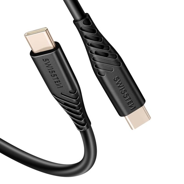 USB-C till USB-C 60W Silikon Anti-knut Swissten Svart USB-C till USB-C 60W Silikon Anti-knut Swissten Svart