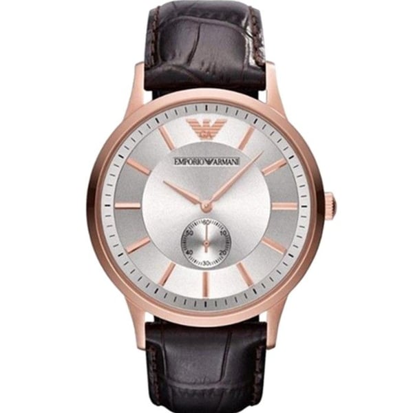 Klocka - EMPORIO ARMANI - AR9101 - Kapsel i rostfritt stål IP guld rosé - Armband i brunt läder - Kvarts