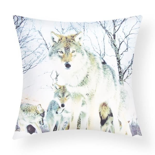Kuddöverdrag - AVIZAR - Paket med 2 - 40x40 cm - Mönster Varghjorde - Flerfärgad