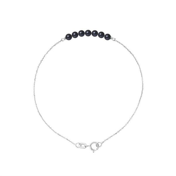 Armband - PERLINEA - 7 Sötvattenspärlor 3-4 mm - Vitt Guld 9ct - Längd 18 cm - Dam