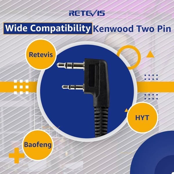 Retevis 2 Pin Noise Reduction Walkie Talkie Earpiece, RT622 RT27, Baofeng UV5R, HYT etc, Two Way Radio Headset, Dual PTT