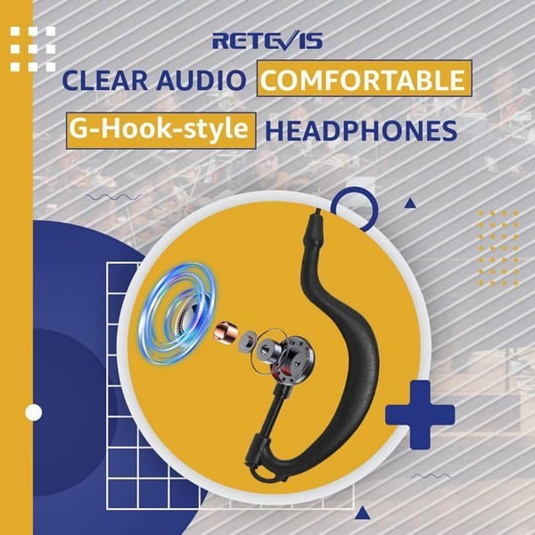 Retevis 2 Pin Noise Reduction Walkie Talkie Earpiece, RT622 RT27, Baofeng UV5R, HYT etc, Two Way Radio Headset, Dual PTT