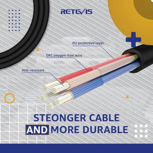 Retevis 2 Pin Noise Reduction Walkie Talkie Earpiece, RT622 RT27, Baofeng UV5R, HYT etc, Two Way Radio Headset, Dual PTT