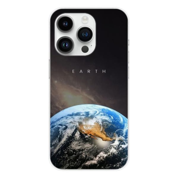 Tryckt silikonfodral som är kompatibelt med Apple iPhone 15 Pro Earth