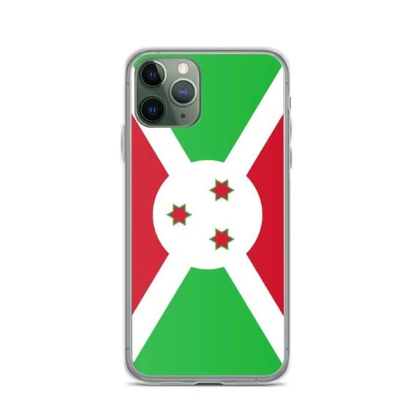 Mobilskal – Burundi-flagga – Kompatibel med iPhone 11 Pro – Flexibelt skal – Slitstarkt och Stötsäkert - Silikon - Pixelforma