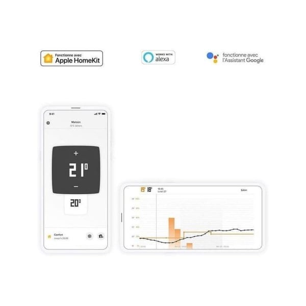 Termostat - Netatmo - Forbundet termostat - Kontrol via smartphone - Programmerbar - Indbygget AI
