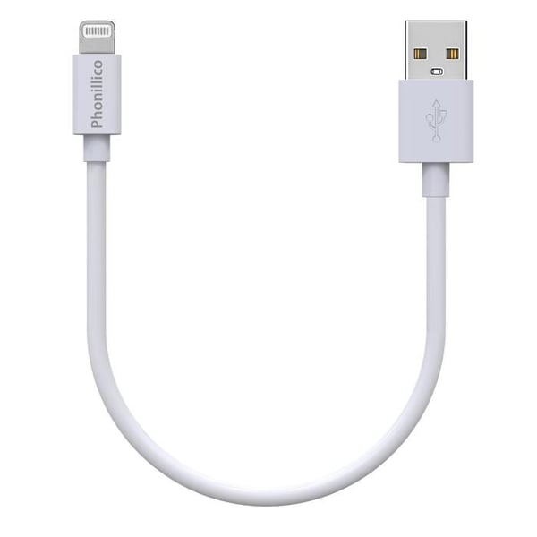 Kabel 20cm USB Lightning Laddare Vit för iPhone 14 / 14 PLUS / 14 PRO / 14 PRO MAX / 13 / 13 MINI / 13 PRO / 13 PRO MAX Phonillico