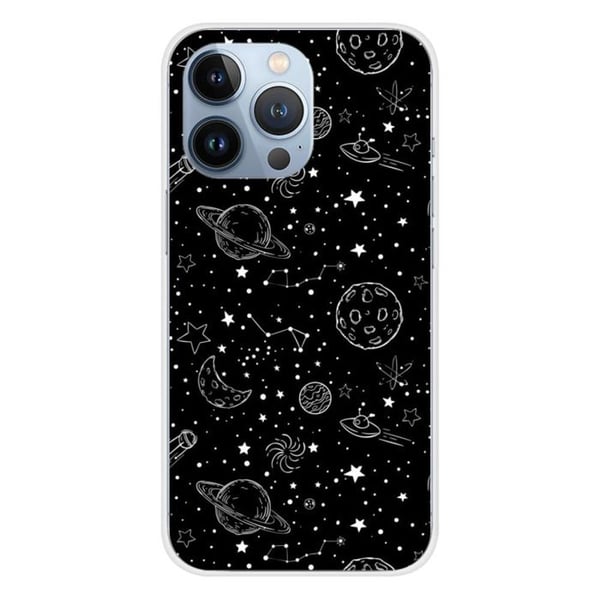 Tryckt silikonfodral som är kompatibelt med Apple iPhone 13 Pro Galaxy draw