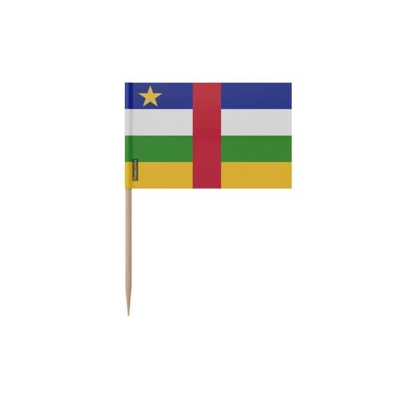Tandpetare Centralafrikanska republikens flagga - 6.5 cm - 100 stycken - Plastklibbare - Bambusticka - Pixelforma