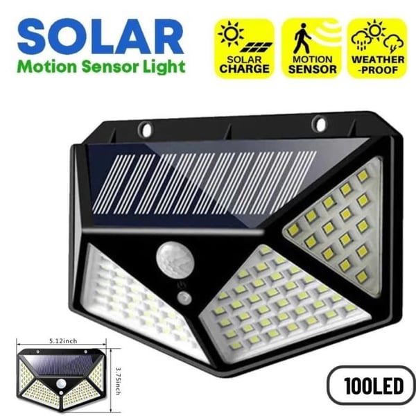 2windeal® Solpanel Lampa 100 LED 3 Läge Rörelsesensor Utomhusbelysning Vattentät Säkerhet Trädgård Väggmonterad