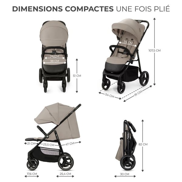 KINDERKRAFT - Byvogn TRIG 3 - 4 hjul - Beige