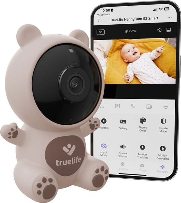 Övervakningskamera-set - TRUELIFE - NannyCam S3 Smart - Nattvision - 1 kamera - Vit kupolkameran