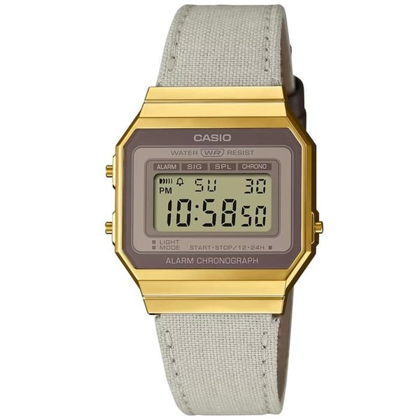 CASIO A700WEGL-7AEF unisexklocka - Quartz - Digital - Grå tygrem