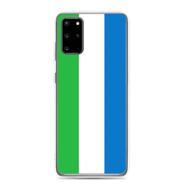 Mobilskal – Sierra Leones flagga – Kompatibel med Samsung Galaxy S20 Plus – Mjuk skydd – Slitstark och stötabsorberande – Pixelforma