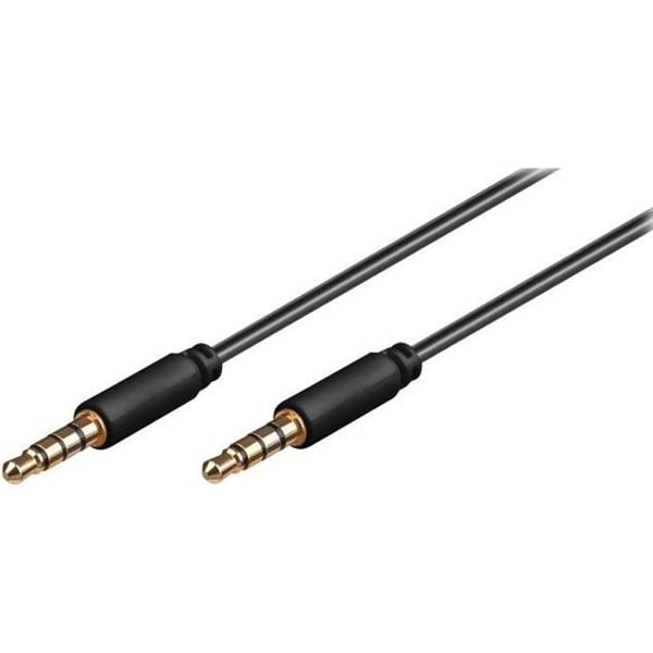 Ljudkabel - goobay - 4-poligt minijack (P) - 50 cm - svart skärmad