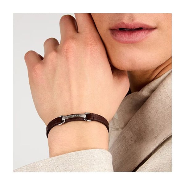 Brunt läderarmband för män T-Leather TJAXZ07
