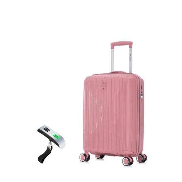 Resväska Kabinväska 55x35x25cm i Bräckligt Polypropen | Resväska CELIMS SkyCruiser | TSA-lås | 8 Svängbara Hjul 360 | Rosa