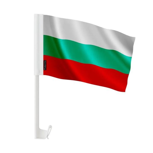 Bulgariskt bilflagga – 14 x 21 cm – Polyester tyg – Fäste för fönster – 10 stycken – Pixelforma