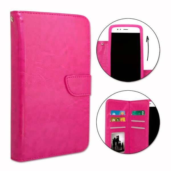 Folio Case Cover - PH26® - Wiko U Feel - Fuchsia Eco-läder - Magnetic Flip - Universal