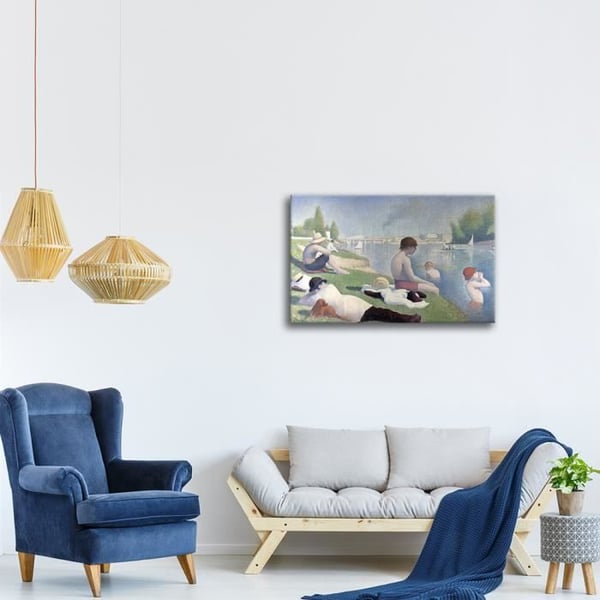 Legendarte - Målning, tryck på duk - Ett bad i Asnières - Georges Seurat cm. 60x90
