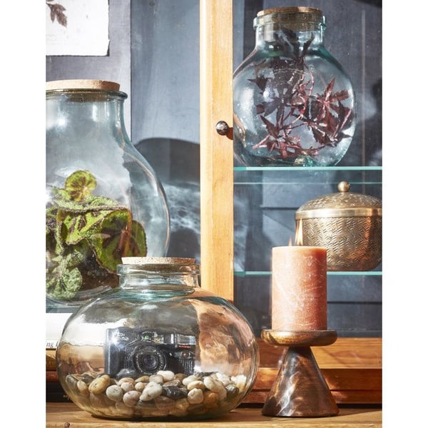 Vas - Glimmerdekorationer - Olly - H23 x Ø29 cm - Återvunnet glas - Transparent