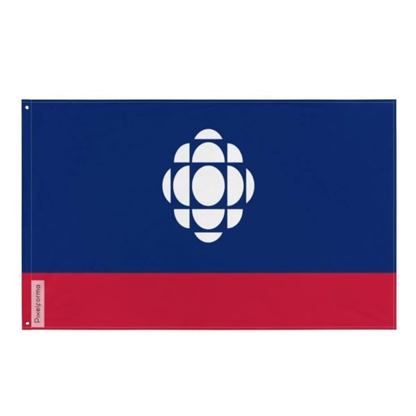 Flagga Société Radio-Canada – 90 x 150 cm – Hållbar Polyester – 2 Metallöglor – Inomhus / Utomhus – Pixelforma