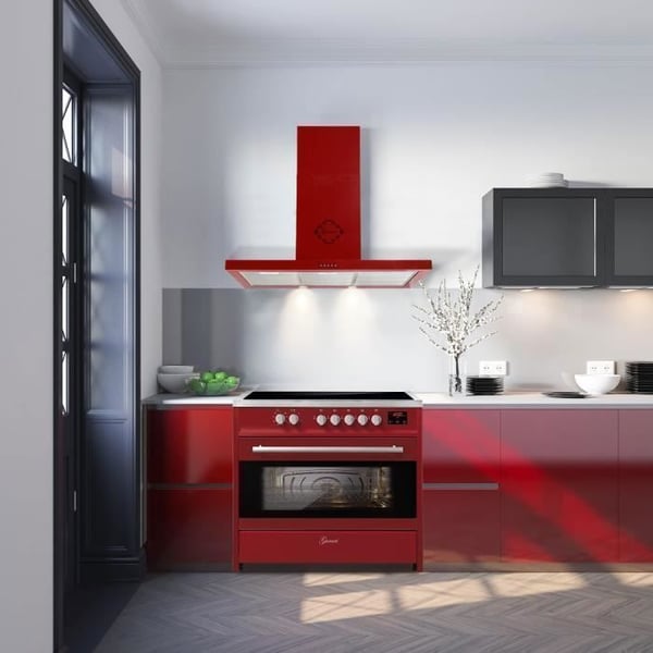 Induktionshäll - GURARI - E 913 R+GGCH 461 RD - 90 cm - 5 Flex-zoner - XXL elektrisk ugn 121 L