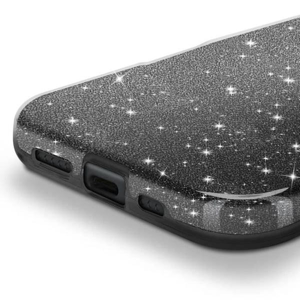 Glitteret skal för iPhone 16 Stötresistent Glittrande Svart
