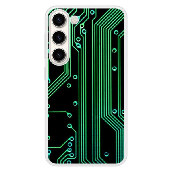 Siliconeförstärkt tryckt skal kompatibelt med Samsung Galaxy S23 Geek-kretstextur