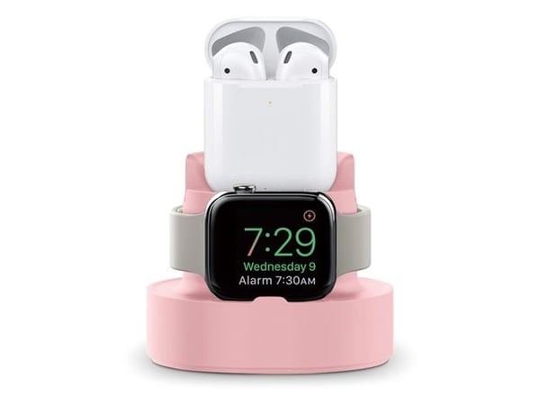 Laddningsbas för Apple Watch och AirPods / Smartphone 2 i 1 hållbar i TPU rosa