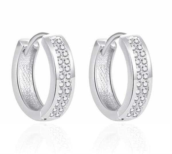 Örhängen - AGATO - AGT-E059KW - Sterlingsilver 925 - Kubisk zirkon - Creoler