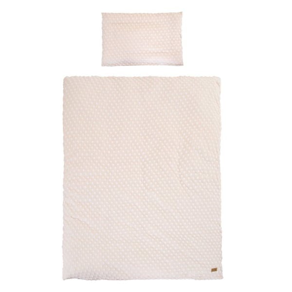 Babysängset ROBA - Frosty Almond - Ekologisk Bomull Oeko-Tex - Överdrag 100x135 + Örngott 40x60 - Reliefprickar - Beige Mandel