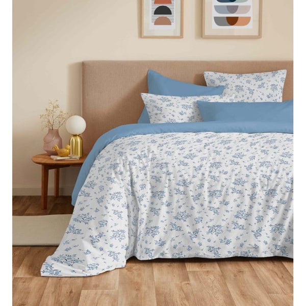 Komplett set med reversibel duvetöverdrag "Vanessa" 6 delar för säng 140 x 190 Louise Blå