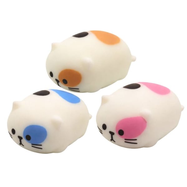 Stressavlastande leksak - Söt kawaii-katter - Set om 3 - Ultra-mjuk PVA 8 cm - Blandade färger