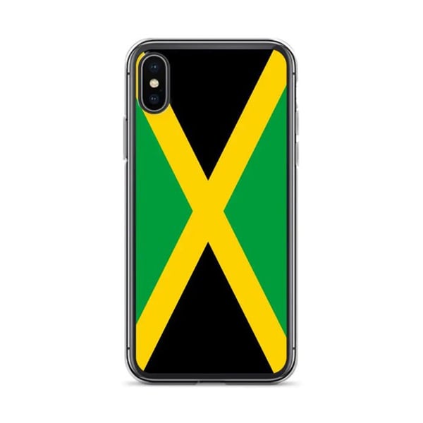 Mobilskal – Jamaica flagga – Kompatibel med iPhone X – Flexibelt fodral – Slitstarkt och stötabsorberande - Silikon - Pixelforma