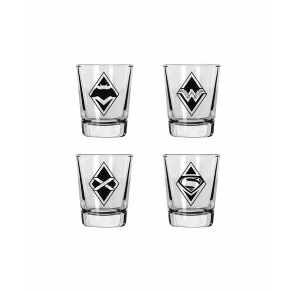 Set av Shooter-glas - WTT - Batman Vs Superman - 4 delar - Glas - Mått 28x9x9 cm