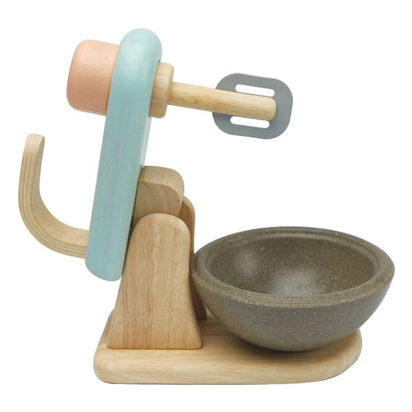 Köksrobot i trä för barn - PLAN TOYS - Min första köksrobot - Rotationsvisp - Tillbehör ingår - Beige