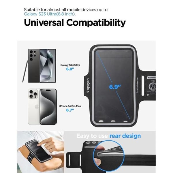 Smartphoneetui - SPIGEN - A703 Dynamic Shield - Sort - Kompatibel op til 6,9" - Multisport