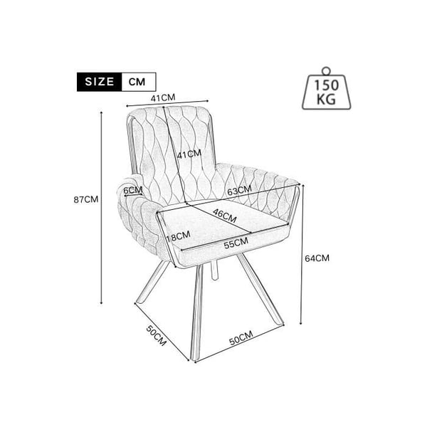 Spisebordsstol - MUVOE - Grå velour - Sæt af 4 - 360° drejelig - Moderne design
