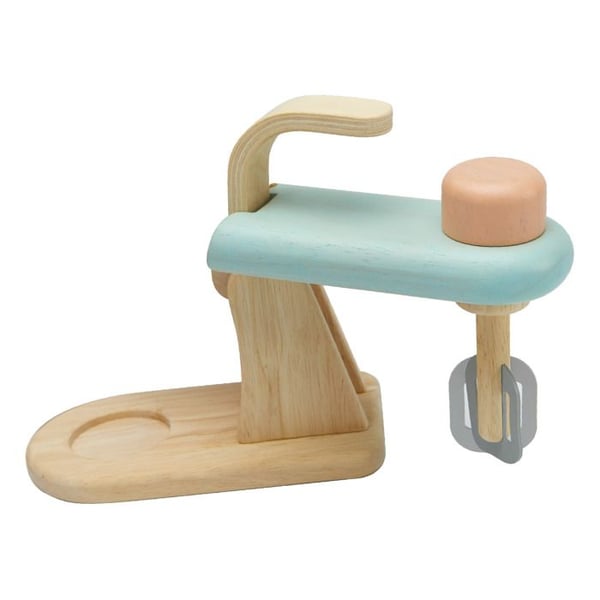 Köksrobot i trä för barn - PLAN TOYS - Min första köksrobot - Rotationsvisp - Tillbehör ingår - Beige