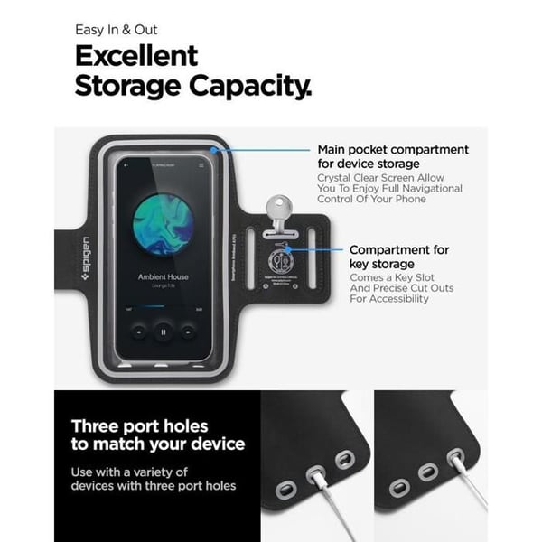 Smartphoneetui - SPIGEN - A703 Dynamic Shield - Sort - Kompatibel op til 6,9" - Multisport