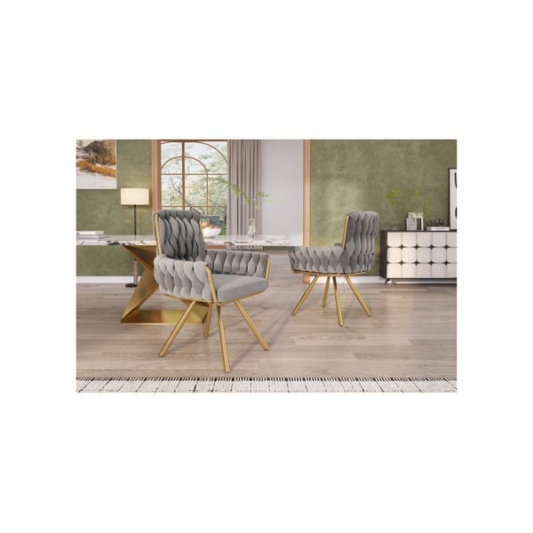Spisebordsstol - MUVOE - Grå velour - Sæt af 4 - 360° drejelig - Moderne design