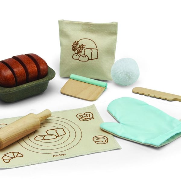 Köksrobot i trä för barn - PLAN TOYS - Min första köksrobot - Rotationsvisp - Tillbehör ingår - Beige