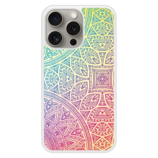 Coque i silikonförstärkt med tryck, kompatibel med Apple iPhone 15 Pro Mandala Pastell