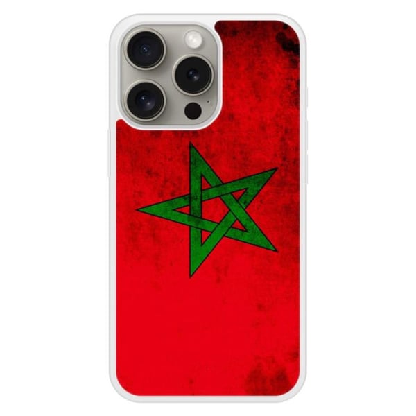 Förstärkt silikonetui tryckt kompatibelt med Apple iPhone 15 Pro Marockos flagga