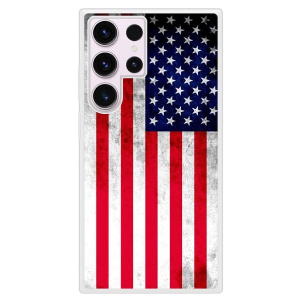 Siliconeförstärkt tryckt fodral kompatibelt med Samsung Galaxy S23 Ultra USA-flagga