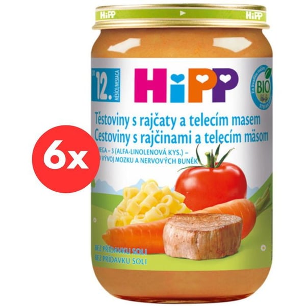 HiPP Ekologisk Pasta med tomater och kalv 6×220 g