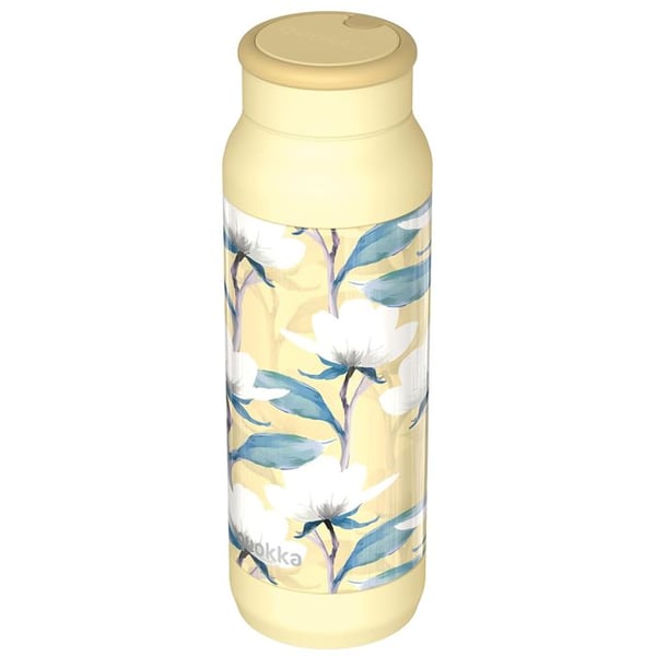 Isolerad Flaska Pulse 700ml i Rostfritt Stål med Akvarellmotiv av Magnolia och Gul Quokka