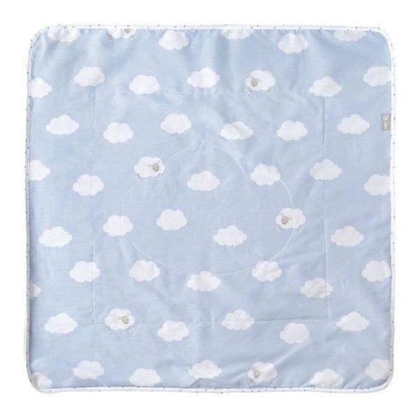 Babyfilt - ROBA - Kleine Wolke blau - 2 ansikten mjuk fleece och bomull - molnmönster